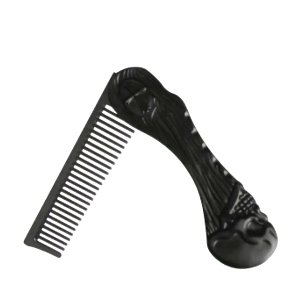 Vintage Skull Pattern Portable Folding Comb Beard Styling Comb Mini Pocket Size